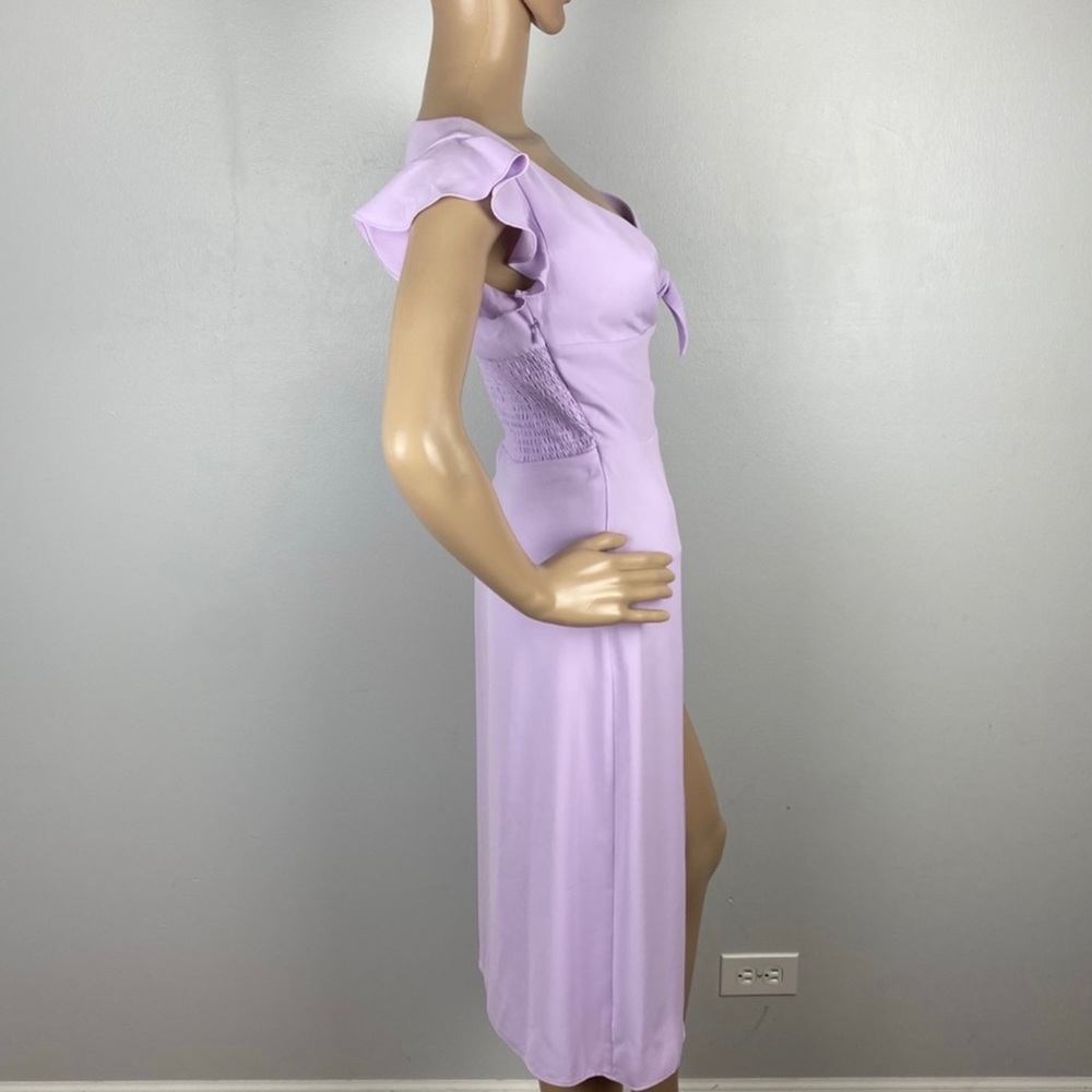 AMANDA UPRICHARD PURPLE RUFFLE SLEEVE MIDI DRESS - Picture 6 of 11
